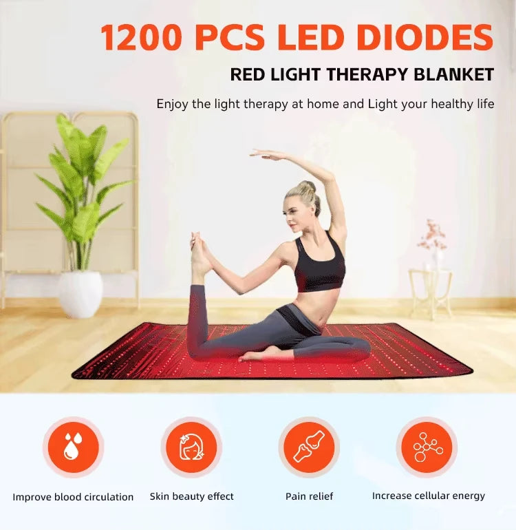 2025 660nm 850nm LED red light therapy yoga mat home health relaxation equipment whole body near infrared mat large mat