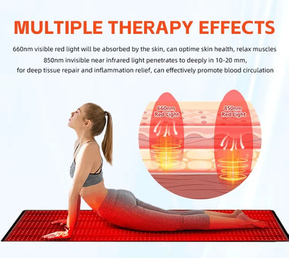 2025 660nm 850nm LED red light therapy yoga mat home health relaxation equipment whole body near infrared mat large mat